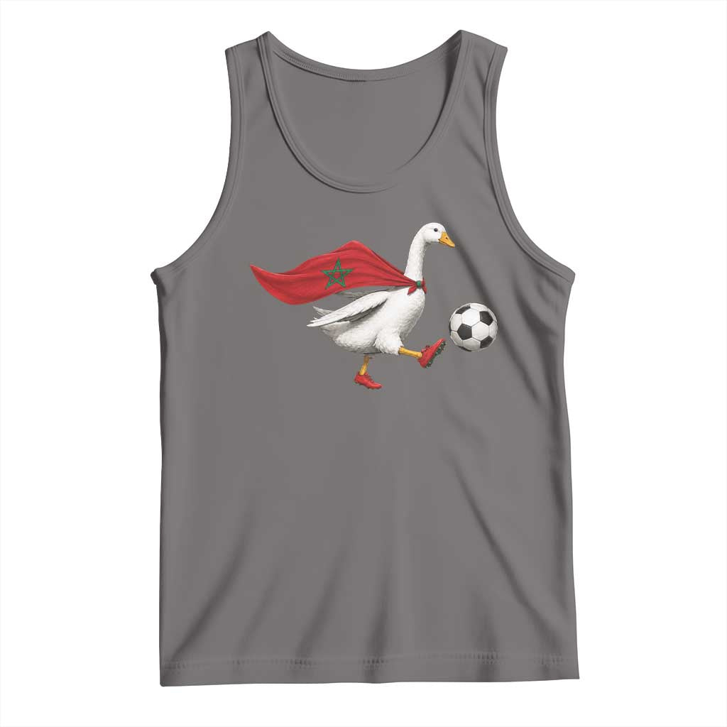 Morocco Soccer Tank Top Funny Goose Wearing Moroccan Flag Patriotic Football Fan Graphic TS10 Deep Heather Print Your Wear