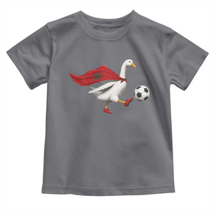 Morocco Soccer Toddler T Shirt Funny Goose Wearing Moroccan Flag Patriotic Football Fan Graphic TS10 Charcoal Print Your Wear