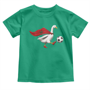 Morocco Soccer Toddler T Shirt Funny Goose Wearing Moroccan Flag Patriotic Football Fan Graphic TS10 Irish Green Print Your Wear