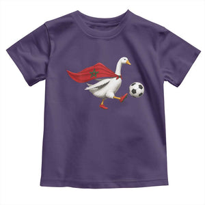 Morocco Soccer Toddler T Shirt Funny Goose Wearing Moroccan Flag Patriotic Football Fan Graphic TS10 Purple Print Your Wear