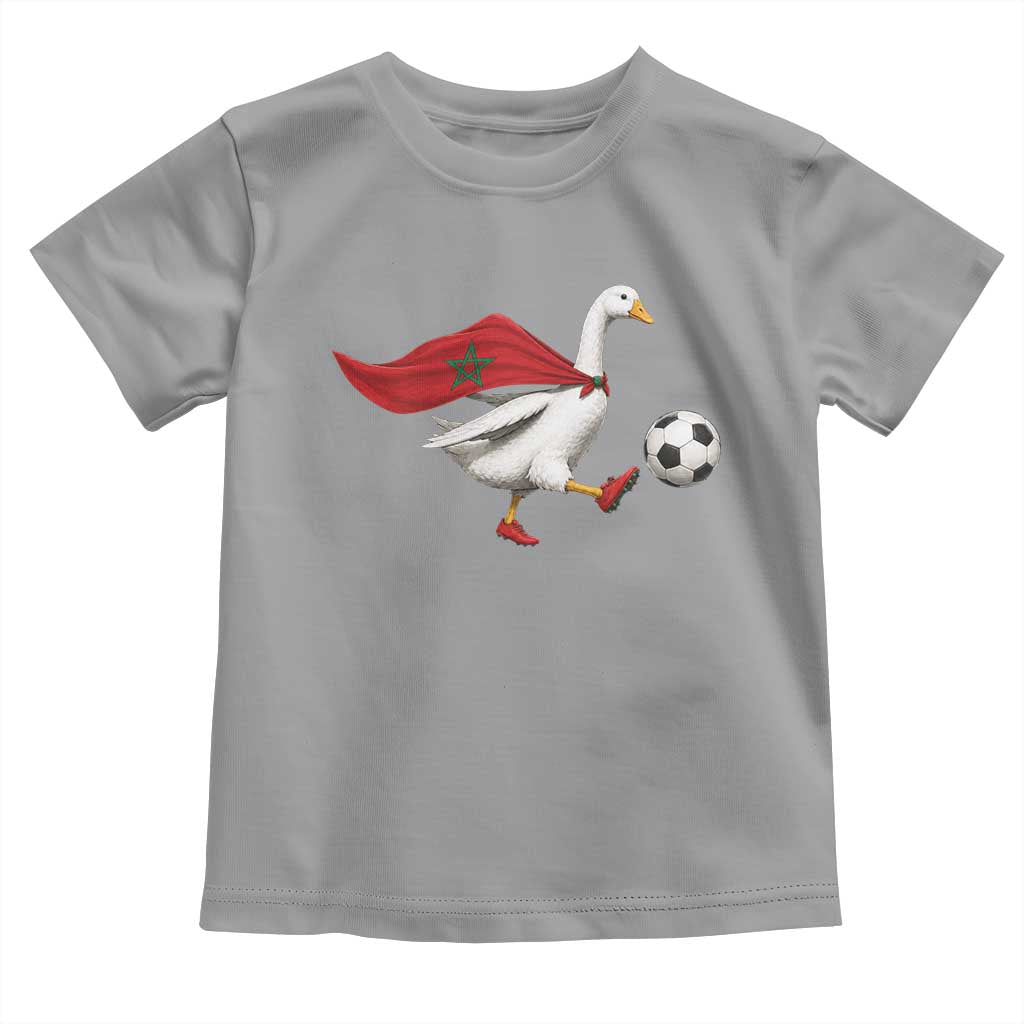 Morocco Soccer Toddler T Shirt Funny Goose Wearing Moroccan Flag Patriotic Football Fan Graphic TS10 Sport Gray Print Your Wear