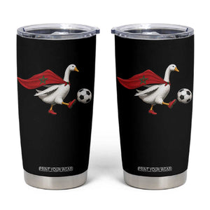 Morocco Soccer Tumbler Cup Funny Goose Wearing Moroccan Flag Patriotic Football Fan Graphic TS10 Black Print Your Wear