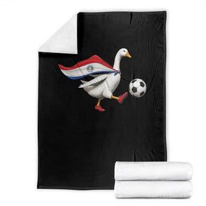 Funny Paraguay Soccer Throw Blanket Goose Wearing Paraguayan Flag Patriotic Football Fan Graphic TS10 Black Print Your Wear