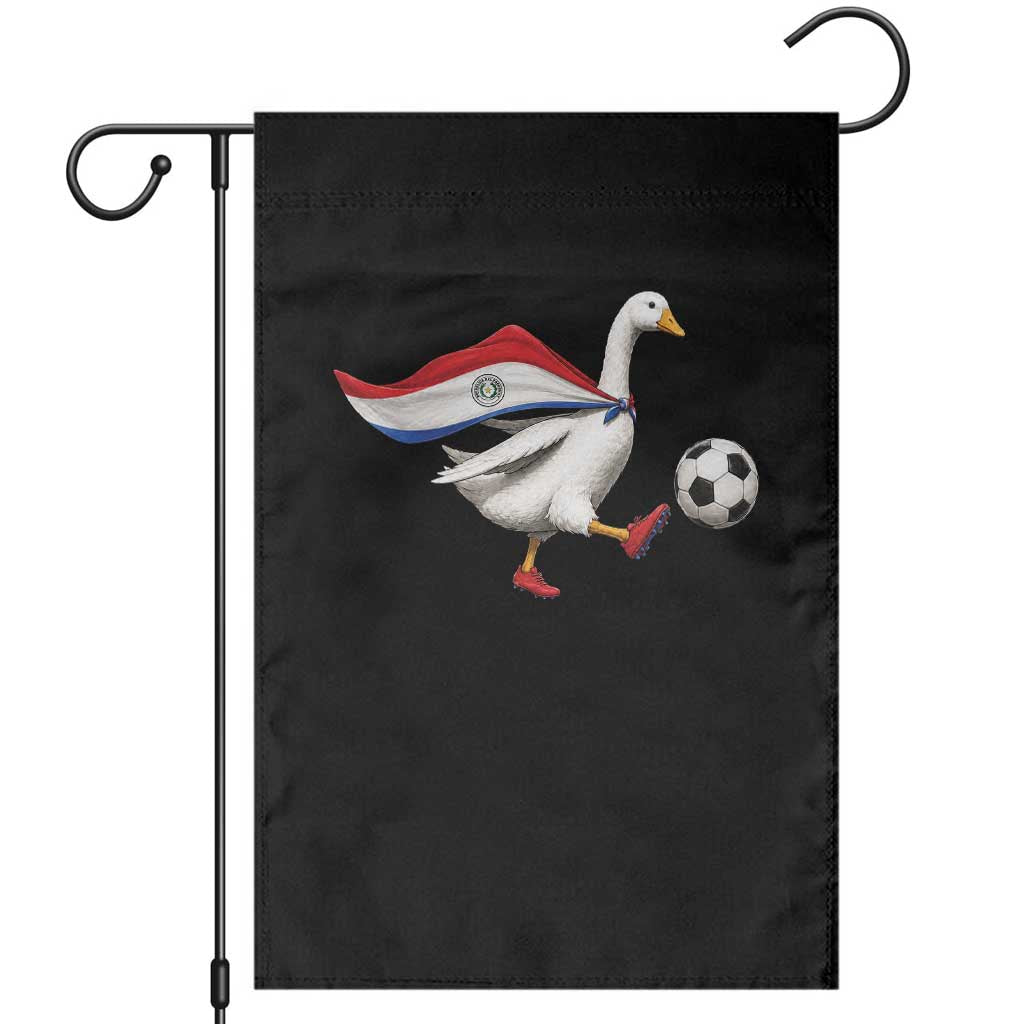 Funny Paraguay Soccer Garden Flag Goose Wearing Paraguayan Flag Patriotic Football Fan Graphic TS10 Black Print Your Wear