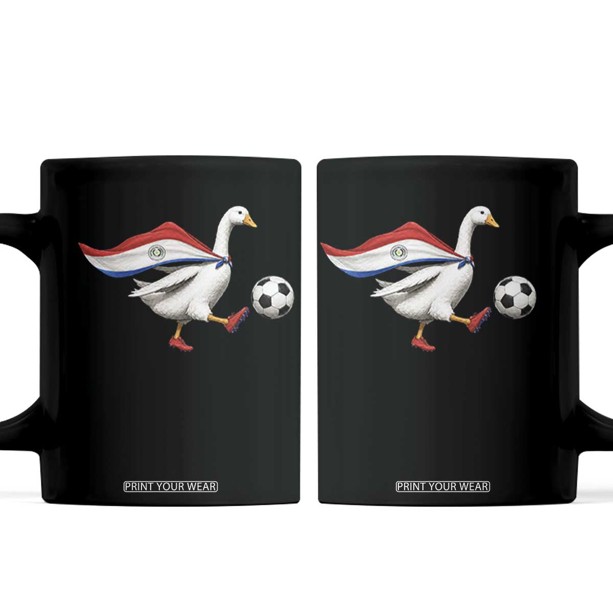 Funny Paraguay Soccer Coffee Mug Goose Wearing Paraguayan Flag Patriotic Football Fan Graphic TS10 Black Print Your Wear