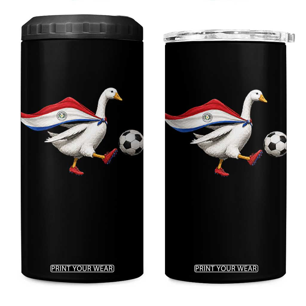 Funny Paraguay Soccer 4 in 1 Can Cooler Tumbler Goose Wearing Paraguayan Flag Patriotic Football Fan Graphic TS10 One Size: 16 oz Black Print Your Wear