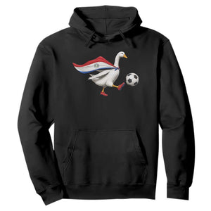 Funny Paraguay Soccer Hoodie Goose Wearing Paraguayan Flag Patriotic Football Fan Graphic TS10 Black Print Your Wear