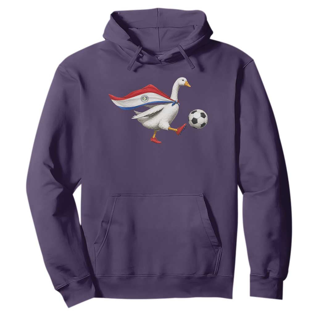 Funny Paraguay Soccer Hoodie Goose Wearing Paraguayan Flag Patriotic Football Fan Graphic TS10 Purple Print Your Wear