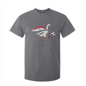 Funny Paraguay Soccer T Shirt For Kid Goose Wearing Paraguayan Flag Patriotic Football Fan Graphic TS10 Charcoal Print Your Wear