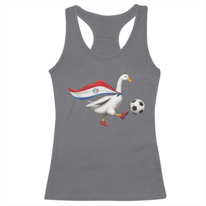 Funny Paraguay Soccer Racerback Tank Top Goose Wearing Paraguayan Flag Patriotic Football Fan Graphic TS10 Charcoal Print Your Wear