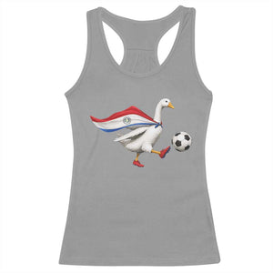 Funny Paraguay Soccer Racerback Tank Top Goose Wearing Paraguayan Flag Patriotic Football Fan Graphic TS10 Sport Gray Print Your Wear