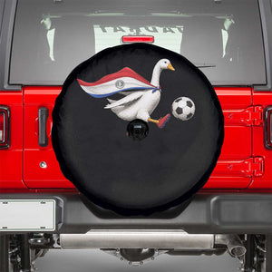 Funny Paraguay Soccer Spare Tire Cover Goose Wearing Paraguayan Flag Patriotic Football Fan Graphic TS10 Black Print Your Wear