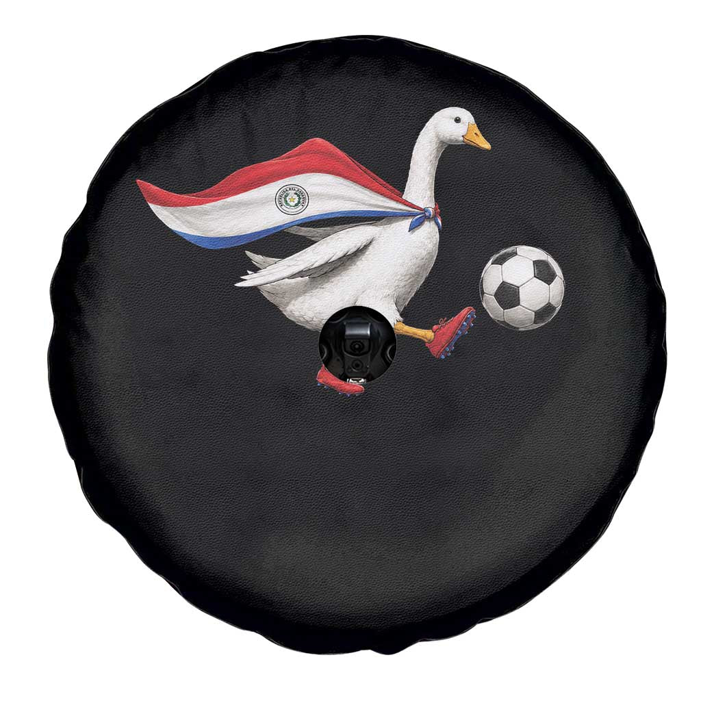 Funny Paraguay Soccer Spare Tire Cover Goose Wearing Paraguayan Flag Patriotic Football Fan Graphic TS10 Print Your Wear