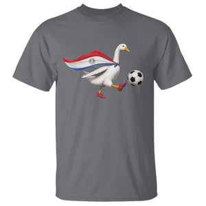 Funny Paraguay Soccer T Shirt Goose Wearing Paraguayan Flag Patriotic Football Fan Graphic TS10 Charcoal Print Your Wear