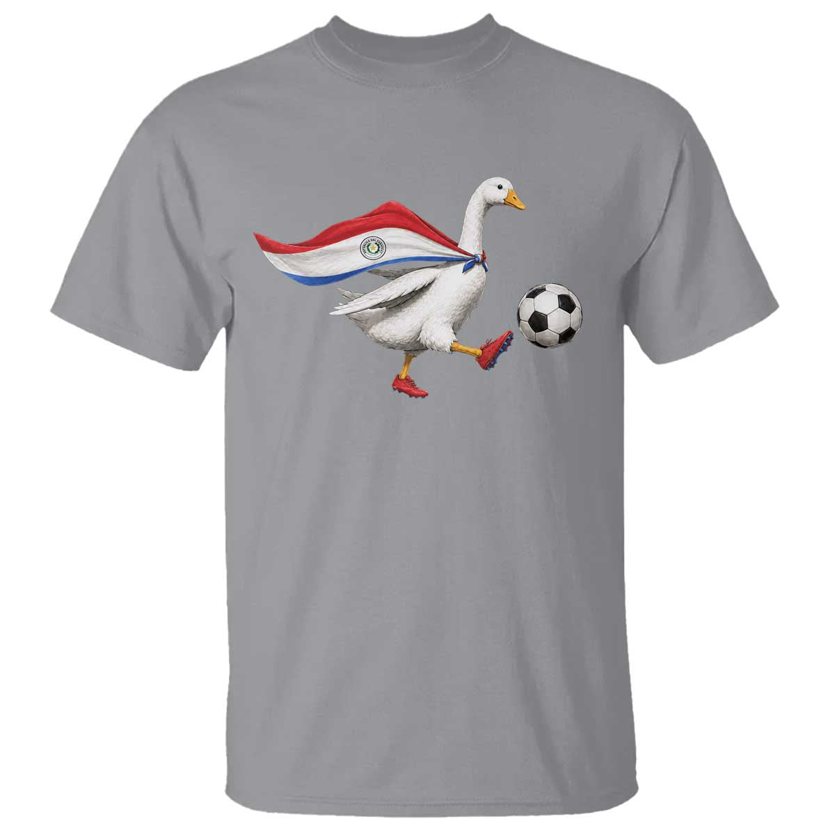 Funny Paraguay Soccer T Shirt Goose Wearing Paraguayan Flag Patriotic Football Fan Graphic TS10 Sport Gray Print Your Wear