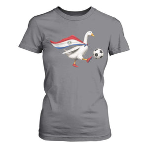 Funny Paraguay Soccer T Shirt For Women Goose Wearing Paraguayan Flag Patriotic Football Fan Graphic TS10 Charcoal Print Your Wear