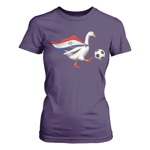 Funny Paraguay Soccer T Shirt For Women Goose Wearing Paraguayan Flag Patriotic Football Fan Graphic TS10 Purple Print Your Wear