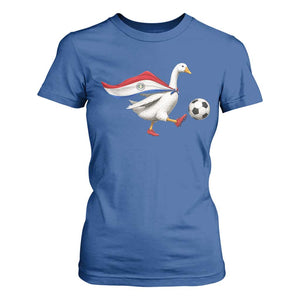 Funny Paraguay Soccer T Shirt For Women Goose Wearing Paraguayan Flag Patriotic Football Fan Graphic TS10 Royal Blue Print Your Wear
