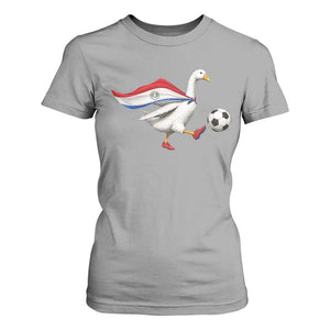 Funny Paraguay Soccer T Shirt For Women Goose Wearing Paraguayan Flag Patriotic Football Fan Graphic TS10 Sport Gray Print Your Wear