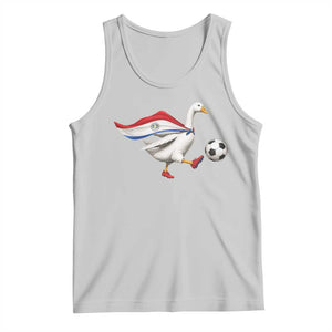 Funny Paraguay Soccer Tank Top Goose Wearing Paraguayan Flag Patriotic Football Fan Graphic TS10 Ash Print Your Wear