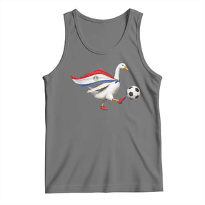 Funny Paraguay Soccer Tank Top Goose Wearing Paraguayan Flag Patriotic Football Fan Graphic TS10 Black Heather Print Your Wear