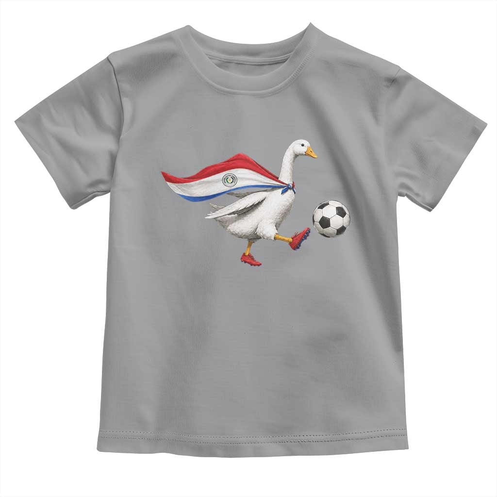 Funny Paraguay Soccer Toddler T Shirt Goose Wearing Paraguayan Flag Patriotic Football Fan Graphic TS10 Sport Gray Print Your Wear