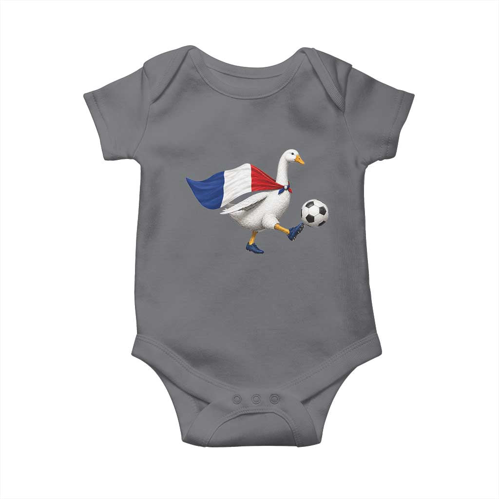 France Soccer Goose Baby Onesie French Flag Patriotic Football Fan Graphic TS10 Charcoal Print Your Wear