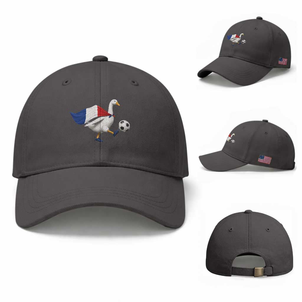 France Soccer Goose Baseball Cap French Flag Patriotic Football Fan Graphic TS10 Baseball Cap Universal Fit Dark Gray Print Your Wear