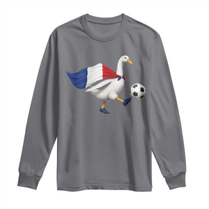 France Soccer Goose Long Sleeve Shirt French Flag Patriotic Football Fan Graphic TS10 Charcoal Print Your Wear
