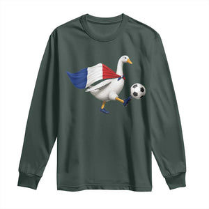 France Soccer Goose Long Sleeve Shirt French Flag Patriotic Football Fan Graphic TS10 Dark Forest Green Print Your Wear