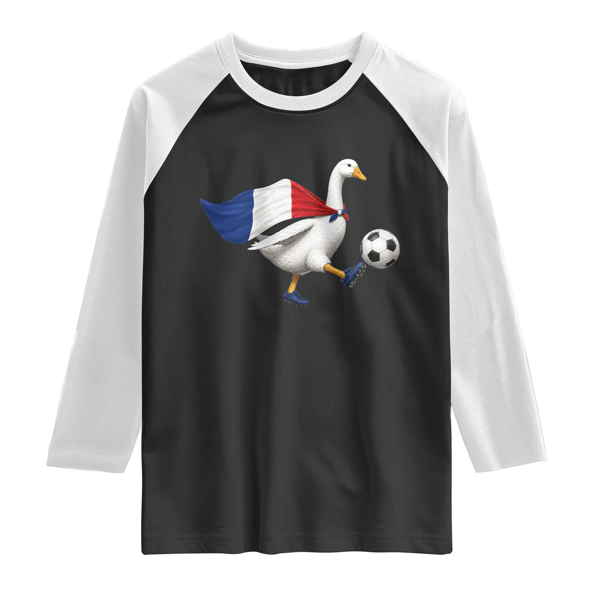 France Soccer Goose Raglan Shirt French Flag Patriotic Football Fan Graphic TS10 Black White Print Your Wear