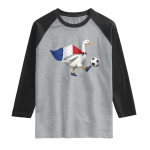 France Soccer Goose Raglan Shirt French Flag Patriotic Football Fan Graphic TS10 XS Heather Gray Black Print Your Wear