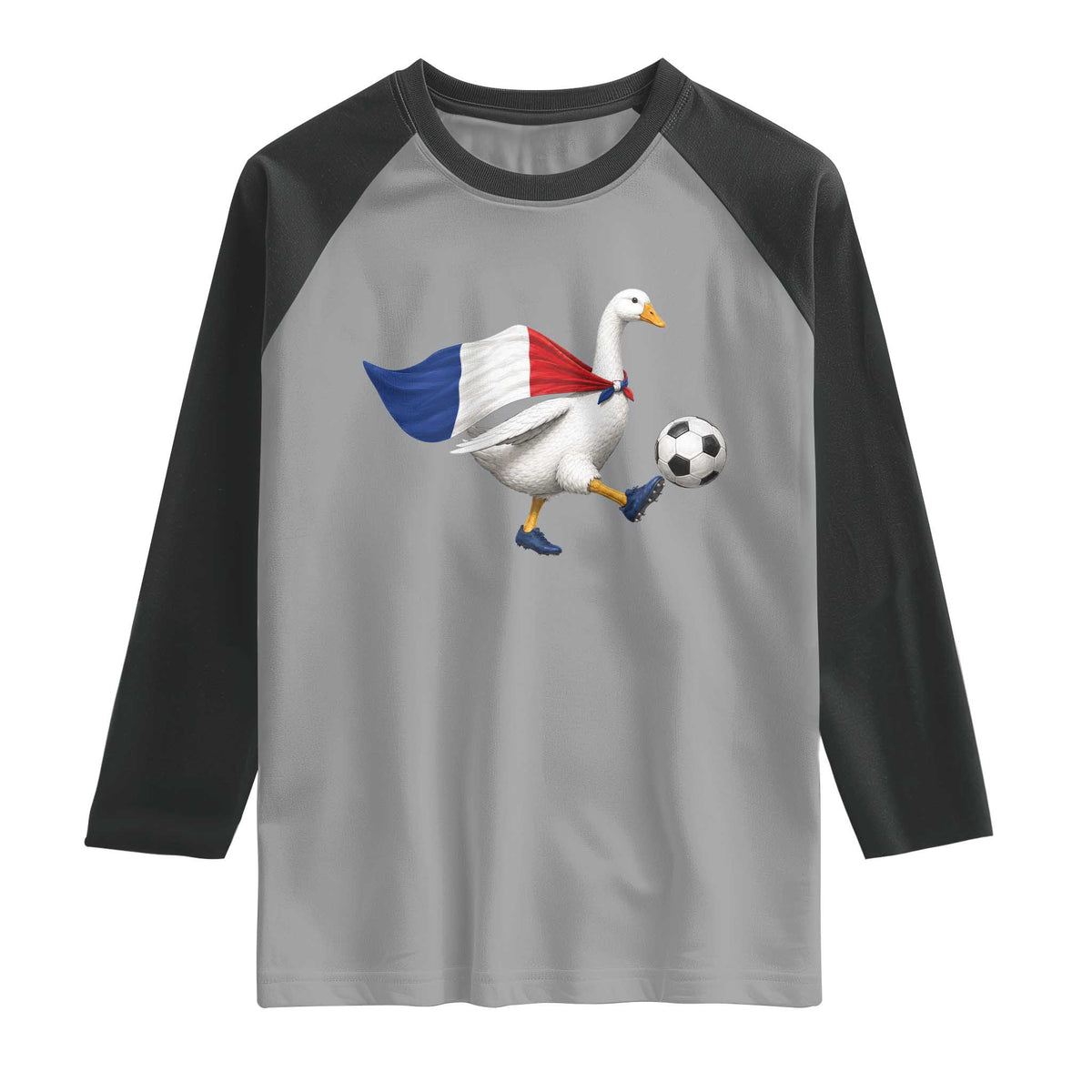 France Soccer Goose Raglan Shirt French Flag Patriotic Football Fan Graphic TS10 Sport Gray Black Print Your Wear