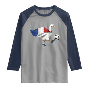 France Soccer Goose Raglan Shirt French Flag Patriotic Football Fan Graphic TS10 Sport Gray Navy Print Your Wear