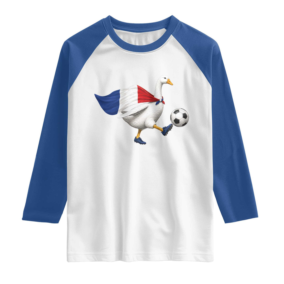 France Soccer Goose Raglan Shirt French Flag Patriotic Football Fan Graphic TS10 White Royal Print Your Wear