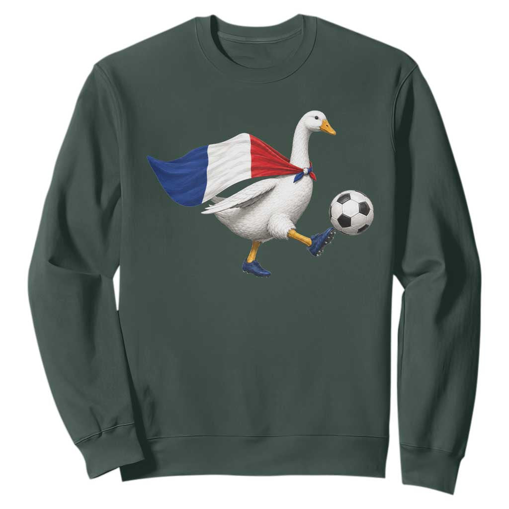 France Soccer Goose Sweatshirt French Flag Patriotic Football Fan Graphic TS10 Dark Forest Green Print Your Wear