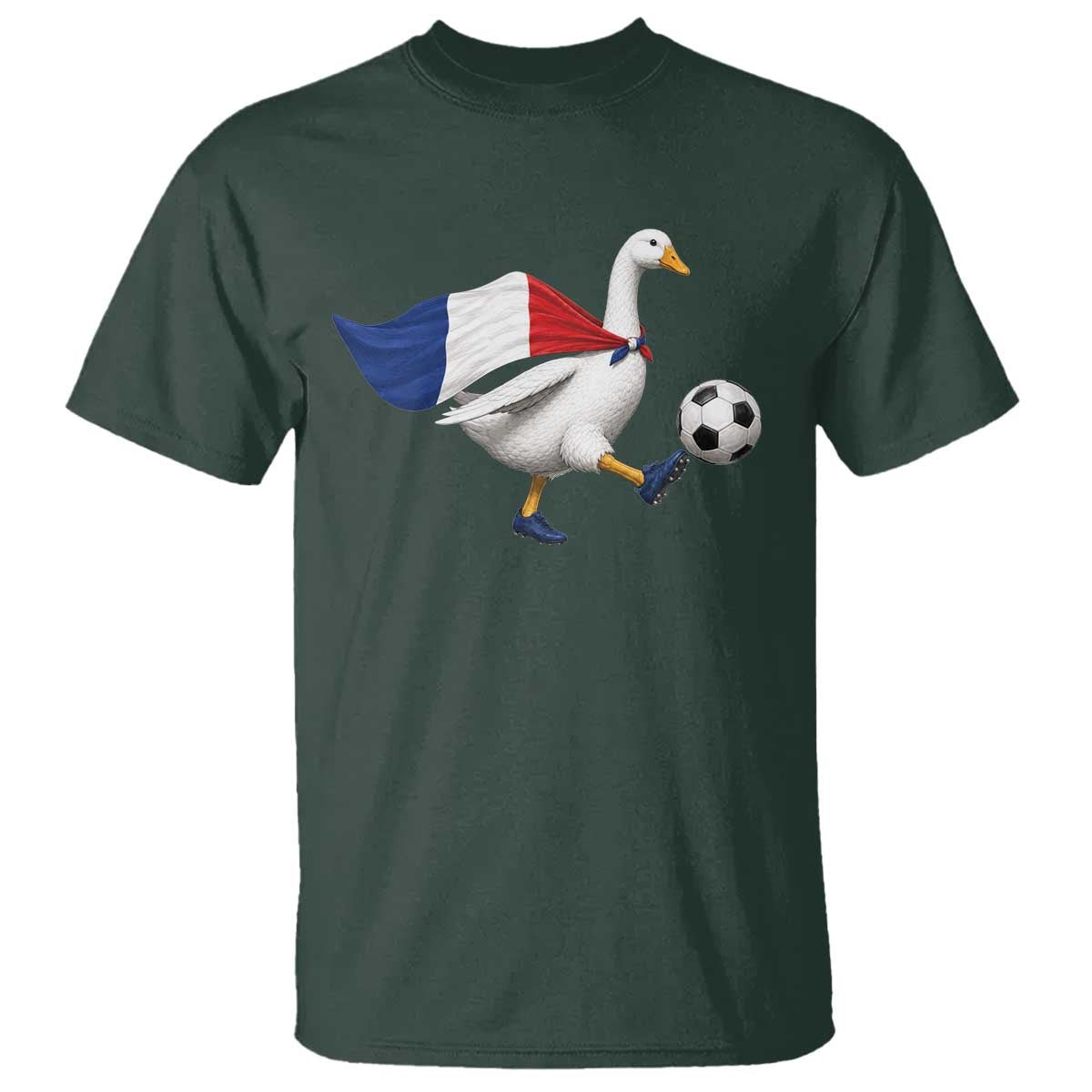 France Soccer Goose T Shirt French Flag Patriotic Football Fan Graphic TS10 Dark Forest Green Print Your Wear