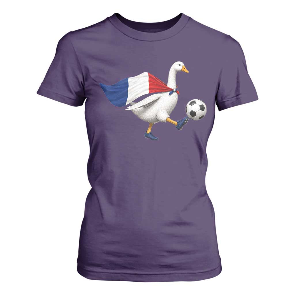 France Soccer Goose T Shirt For Women French Flag Patriotic Football Fan Graphic TS10 Purple Print Your Wear