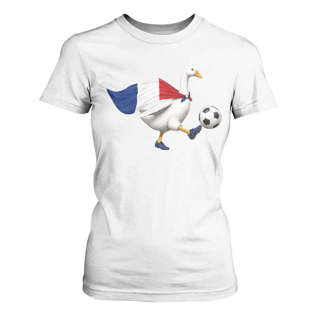 France Soccer Goose T Shirt For Women French Flag Patriotic Football Fan Graphic TS10 White Print Your Wear