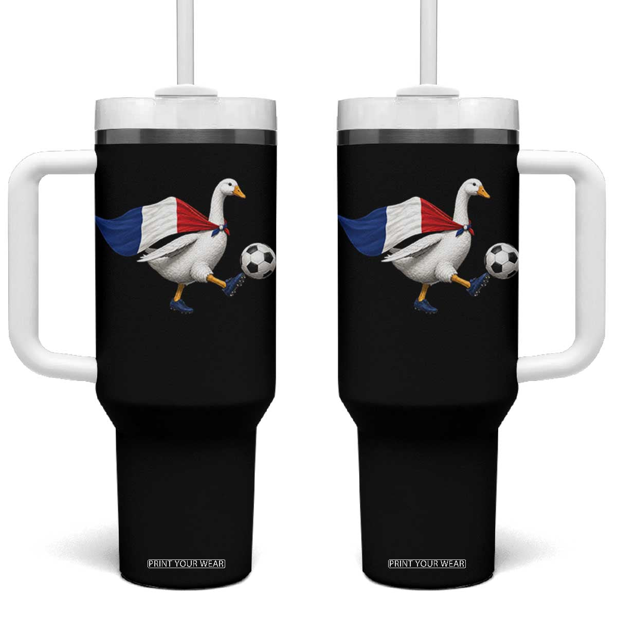 France Soccer Goose Tumbler With Handle French Flag Patriotic Football Fan Graphic TS10 One Size: 40 oz Black Print Your Wear