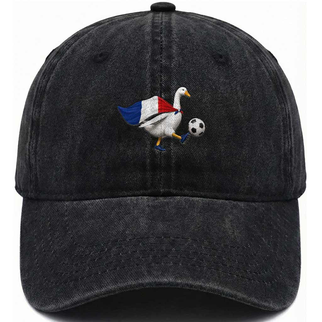 France Soccer Goose Washed Cotton Baseball Cap French Flag Patriotic Football Fan Graphic TS10 Print Your Wear