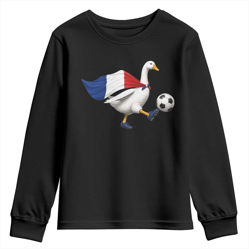 France Soccer Goose Youth Sweatshirt French Flag Patriotic Football Fan Graphic TS10 Black Print Your Wear