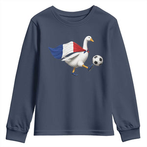 France Soccer Goose Youth Sweatshirt French Flag Patriotic Football Fan Graphic TS10 Navy Print Your Wear
