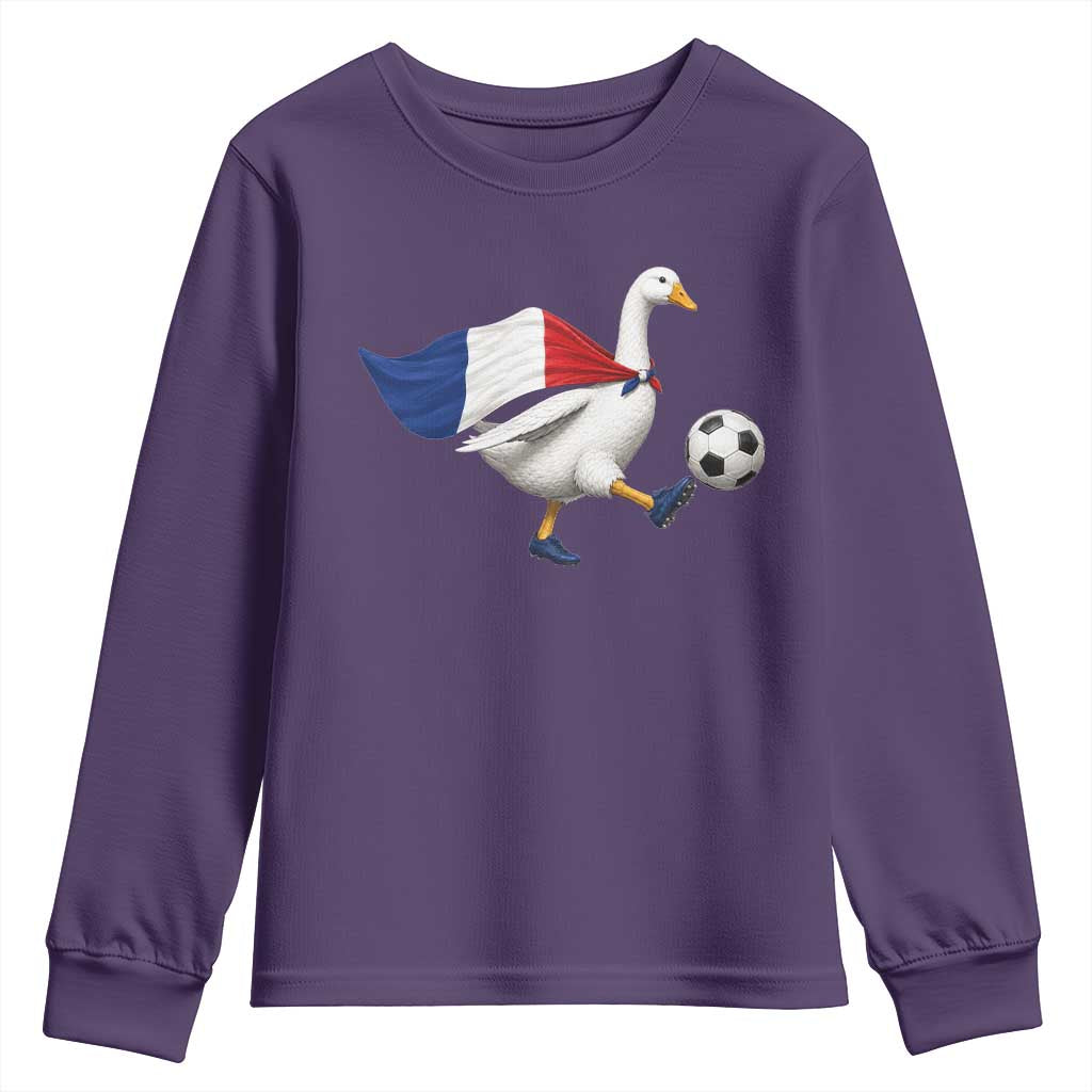 France Soccer Goose Youth Sweatshirt French Flag Patriotic Football Fan Graphic TS10 Purple Print Your Wear