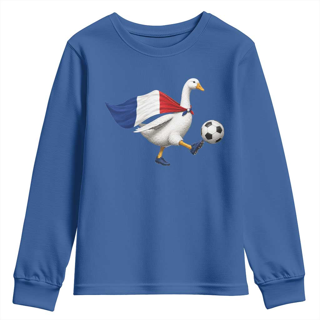 France Soccer Goose Youth Sweatshirt French Flag Patriotic Football Fan Graphic TS10 Royal Blue Print Your Wear