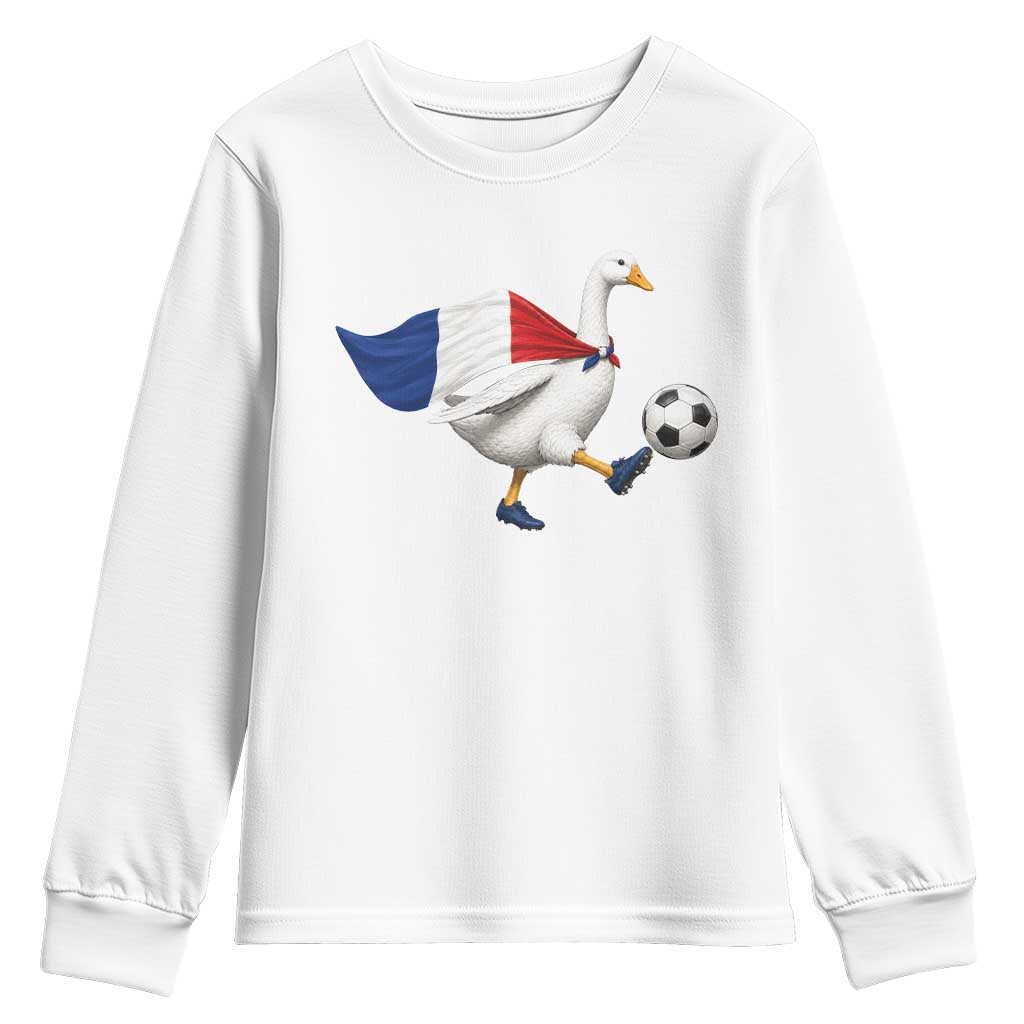 France Soccer Goose Youth Sweatshirt French Flag Patriotic Football Fan Graphic TS10 White Print Your Wear