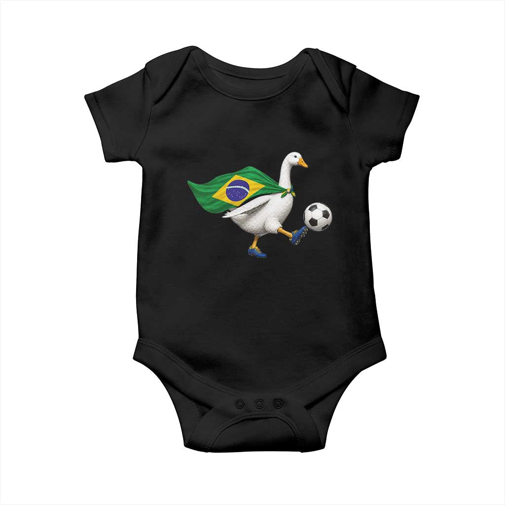 Brazil Soccer Goose Baby Onesie Brazilian Flag Patriotic Football Fan Graphic TS10 Black Print Your Wear