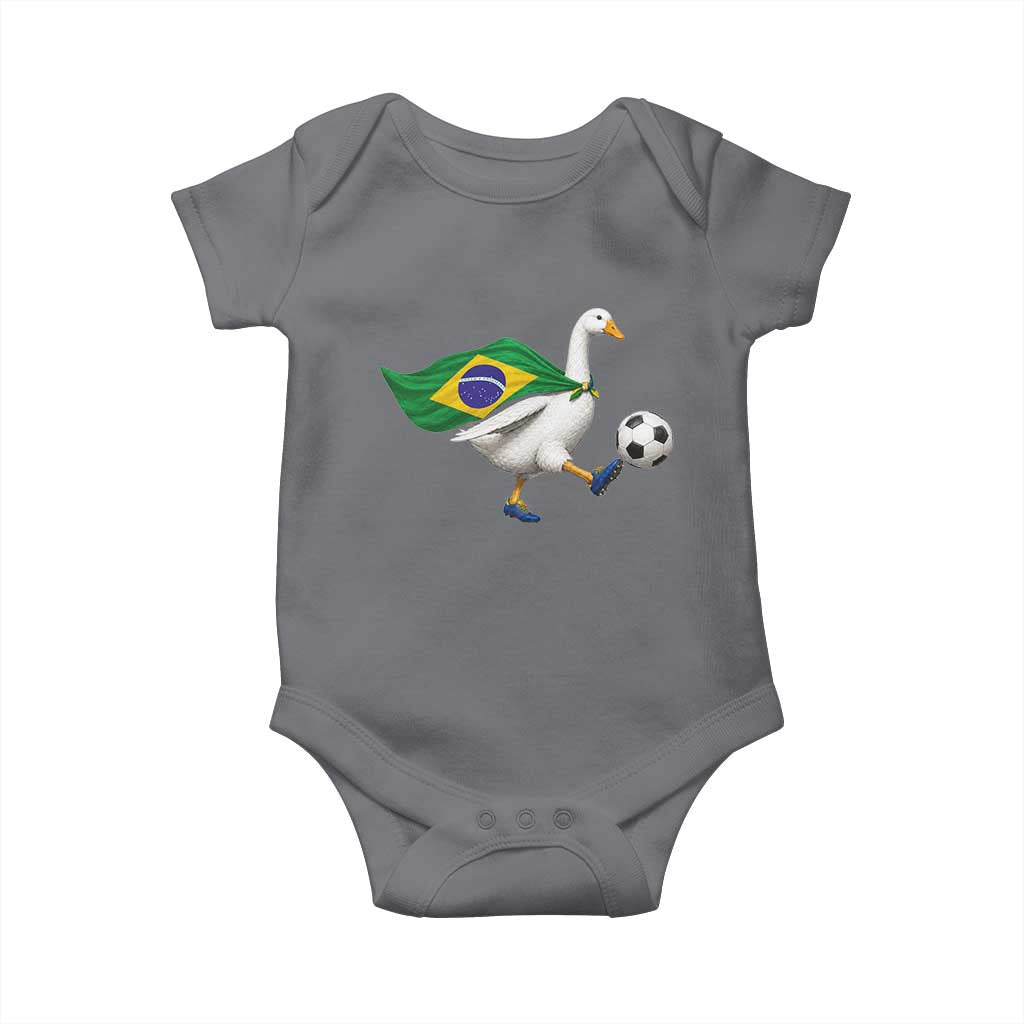 Brazil Soccer Goose Baby Onesie Brazilian Flag Patriotic Football Fan Graphic TS10 Charcoal Print Your Wear