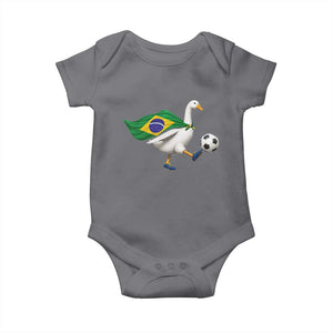 Brazil Soccer Goose Baby Onesie Brazilian Flag Patriotic Football Fan Graphic TS10 Charcoal Print Your Wear