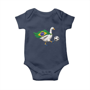 Brazil Soccer Goose Baby Onesie Brazilian Flag Patriotic Football Fan Graphic TS10 Navy Print Your Wear